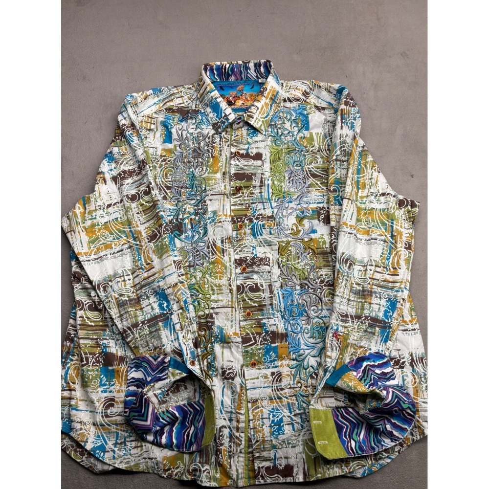 Robert Graham Mens 3XL Classic Fit Abstract Embroidered Long Sleeve Button Shirt